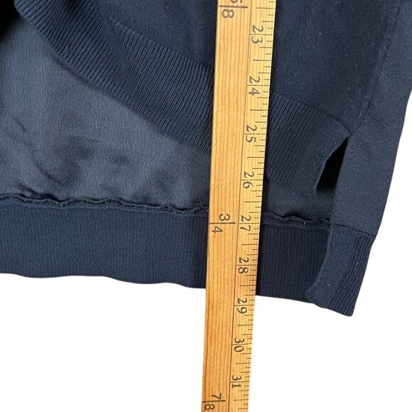 Tiffany & Company Wardrobe Women L Button Cardigan Navy Mix Media Pockets - Picture 11 of 14